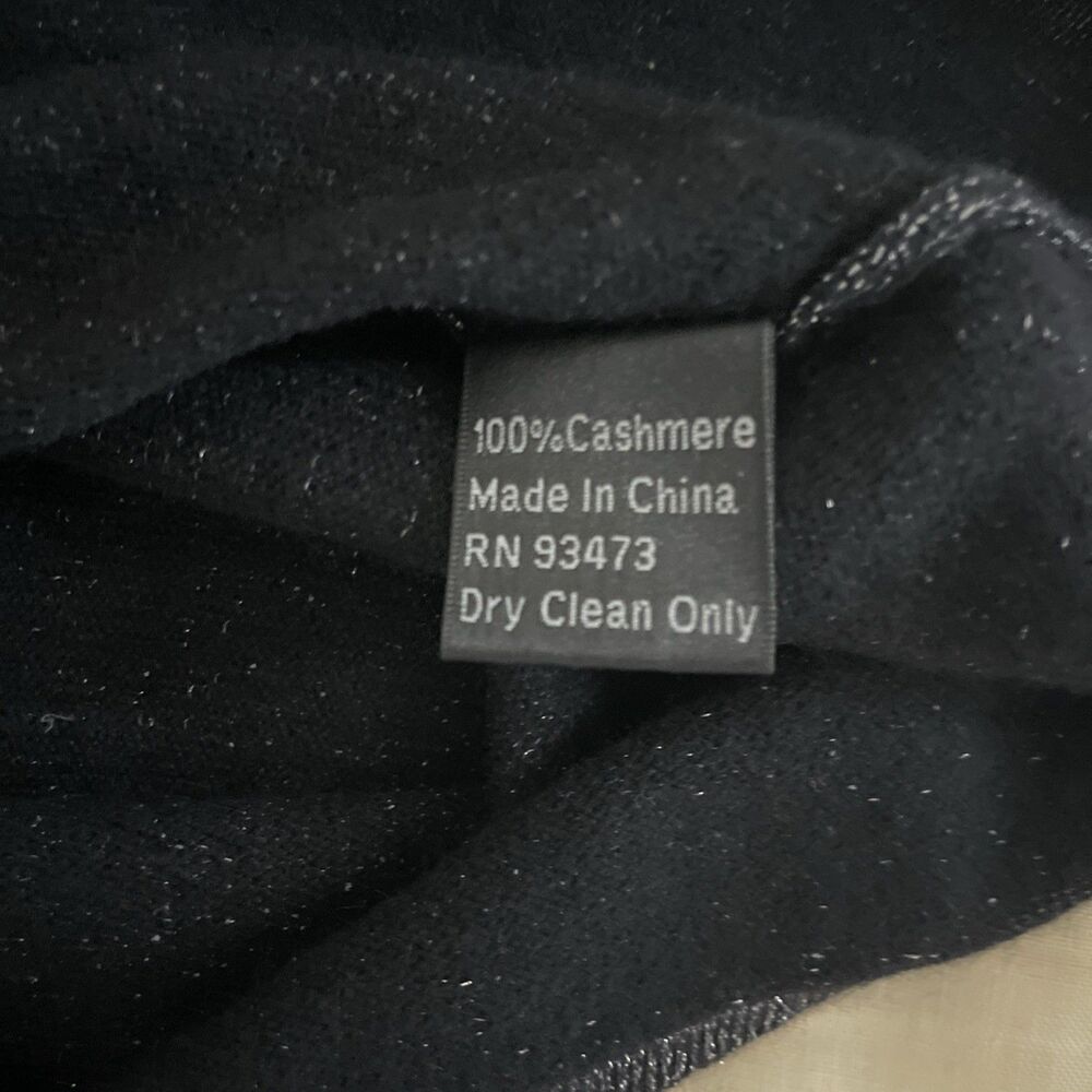Amici 100% Cashmere Black & Silver Turtle Neck Knit sweater M - Picture 7 of 7